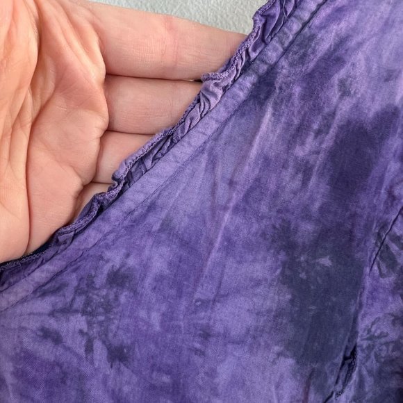 Vintage Phool Maxi Dress Large Purple 3/4 Sleeve Tie Dye Hippie Boho Cotton - Picture 5 of 11